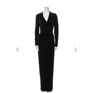 Donna Karan Black V-Neck Velvet Gown